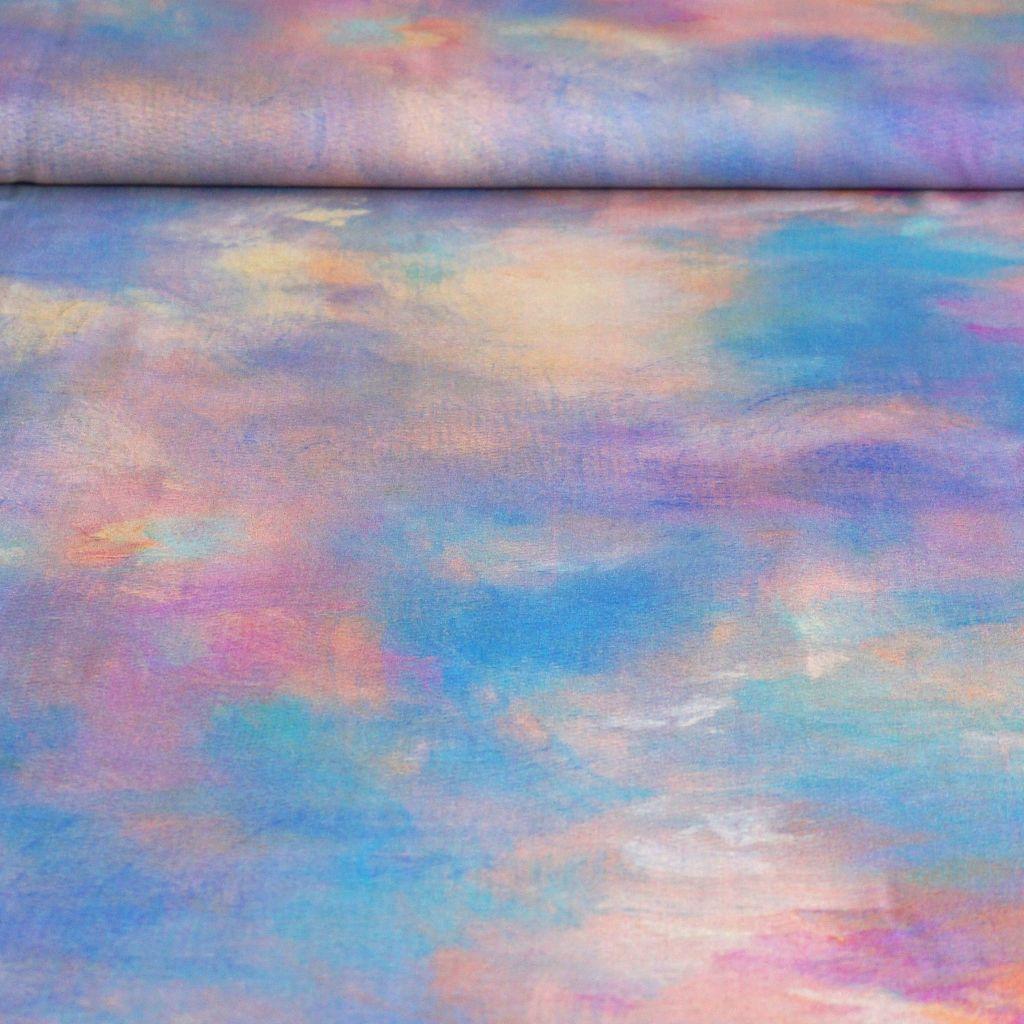 Viskose Druck Aquarell Pastell